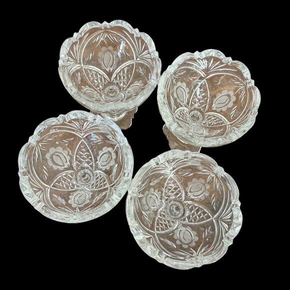 Vintage Footed Crystal Sherbert/Berry Dishes - Heavy! - Picture 5 of 5